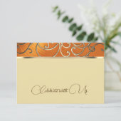 RSVP Card Elegant Orange und Gold Filigree Einladung (Stehend Vorderseite)