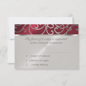 RSVP Card Elegant Rot und Silver Filigree (Rückseite)