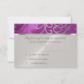 RSVP Card Elegante Himbeere Rosa Silber Filigree (Rückseite)