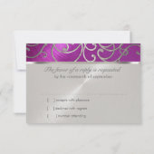 RSVP Card Elegante Himbeere Rosa Silber Filigree Karte (Rückseite)