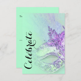RSVP Card Elegante Masquerade Aqua und Lila