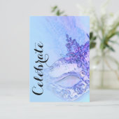 RSVP Card Elegante Masquerade Blau und Lila (Stehend Vorderseite)