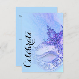 RSVP Card Elegante Masquerade Blau und Lila