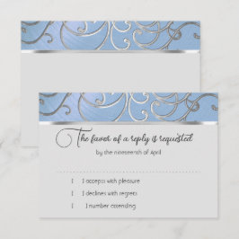 RSVP Card Elegante Sky Blue and Gold Filigree Einladung
