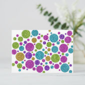 RSVP Card Farbige Glittery Punkte auf jeder Farbe (Stehend Vorderseite)