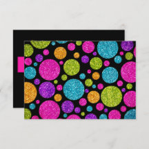 RSVP Card Farbige Glittery Punkte auf jeder Farbe