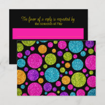 RSVP Card Farbige Glittery Punkte auf jeder Farbe