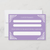 RSVP Card Floral Cross Christening Lilac (Rückseite)