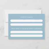 RSVP Card Floral Cross Christening Sky Blue (Rückseite)