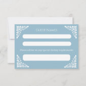 RSVP Card Floral Cross Christening Sky Blue (Rückseite)