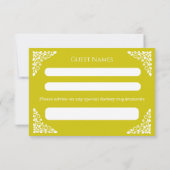 RSVP Card Floral Cross Christening Yellow (Rückseite)