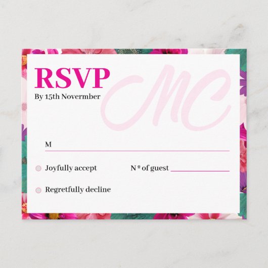 RSVP Card für den modernen Garten bezaubern Einladungspostkarte (Vorderseite)