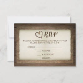 RSVP Card für Holz, Burlap & Twine Heart Wedding Einladung