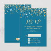 RSVP Card - Gold Confetti Dots Royal Blue Karte (Vorne/Hinten)