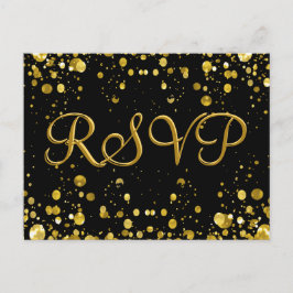 RSVP Card Gold Confetti Einladungspostkarte