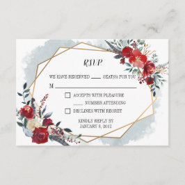 RSVP Card Gold Geometric Boho Floral Wedding Karte