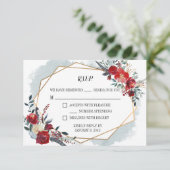 RSVP Card Gold Geometric Boho Floral Wedding Karte (Stehend Vorderseite)
