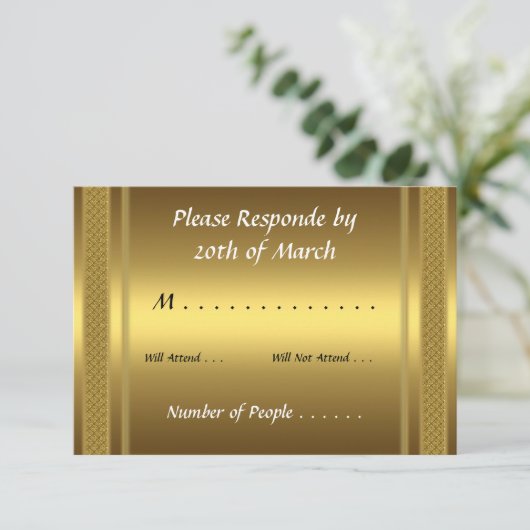 RSVP Card Gold Karte (Stehend Vorderseite)