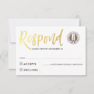 RSVP CARD Gold Skript Antwort rosa Herzen JORDYN2
