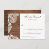 RSVP Card Hochzeit von Lace Wood Rustic Response (Vorne/Hinten)