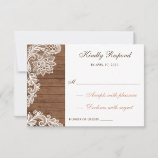 RSVP Card Hochzeit von Lace Wood Rustic Response Karte