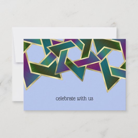 RSVP Card Lila Aquamariner Grüner Star von David Einladung (Vorderseite)