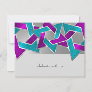 RSVP Card Lila Türkis Star David Color Einladung