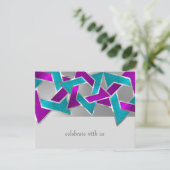 RSVP Card Lila Türkis Star David Color Einladung (Stehend Vorderseite)