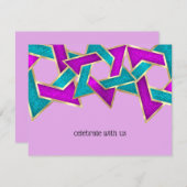 RSVP Card Lila türkisfarbener Star von David Einladung (Vorne/Hinten)
