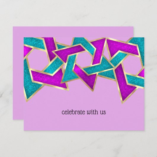 RSVP Card Lila türkisfarbener Star von David Einladung (Vorne/Hinten)