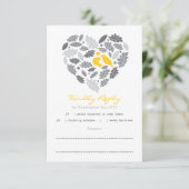 RSVP Card Love Bird Leaf and Heart (Stehend Vorderseite)