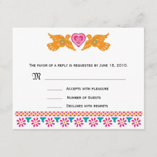 RSVP Card Love Birds - Aqua Karte