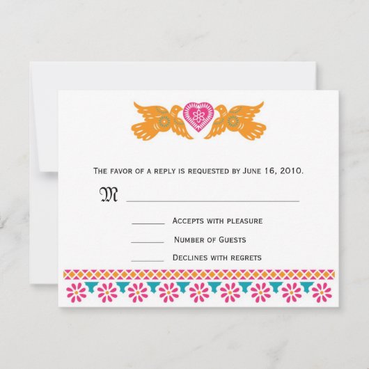 RSVP Card Love Birds - Aqua Karte (Vorderseite)