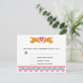 RSVP Card Love Birds - Aqua Karte (Stehend Vorderseite)