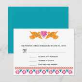 RSVP Card Love Birds - Aqua Karte (Vorne/Hinten)