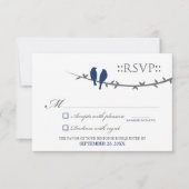 RSVP Card Love Birds (blau und weiß) (Vorderseite)
