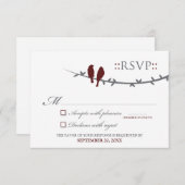 RSVP Card Love Birds (Cranberry & White) (Vorne/Hinten)