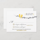 RSVP Card Love Birds (gelb & weiß) (Vorne/Hinten)