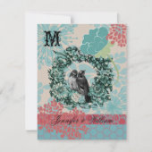 RSVP Card: Love Birds on Floral Wreath Wedding (Vorderseite)