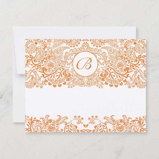 RSVP Card Love Birds Orange Coral ORANGE Whimsical (Vorderseite)