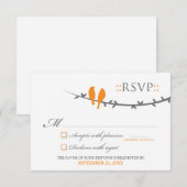 RSVP Card Love Birds (orange & weiß) (Vorne/Hinten)