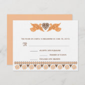 RSVP Card Love Birds - Persimmon/Brown auf Leinen2 (Vorne/Hinten)
