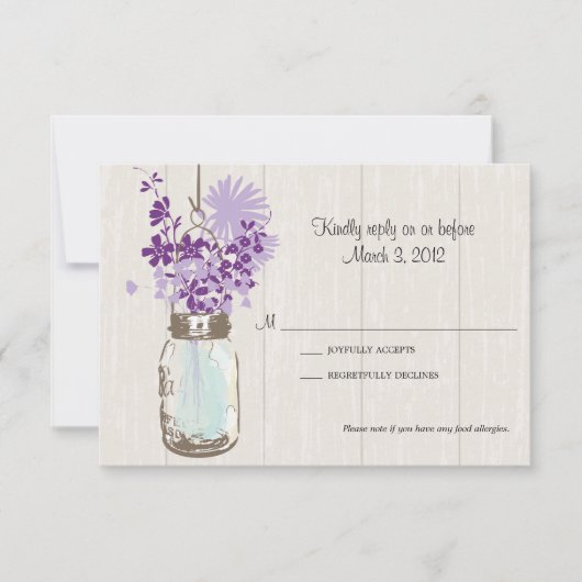 RSVP Card Mason Jar and Fireflies Karte (Vorderseite)