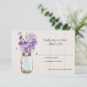 RSVP Card Mason Jar and Fireflies Karte (Stehend Vorderseite)