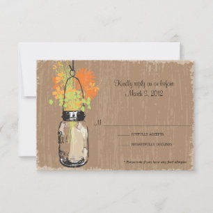 RSVP Card Mason Jar and Fireflies Karte