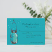RSVP Card Mason Jar and Fireflies Karte (Stehend Vorderseite)