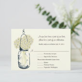 RSVP Card Mason Jar und Hydrangeas (Stehend Vorderseite)