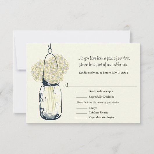 RSVP Card Mason Jar und Hydrangeas Karte (Vorderseite)