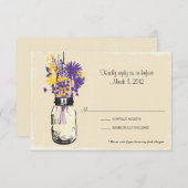 RSVP Card Mason Jar und Wildblumen (Vorne/Hinten)