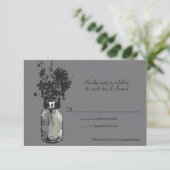 RSVP Card Mason Jar und Wildblumen (Stehend Vorderseite)